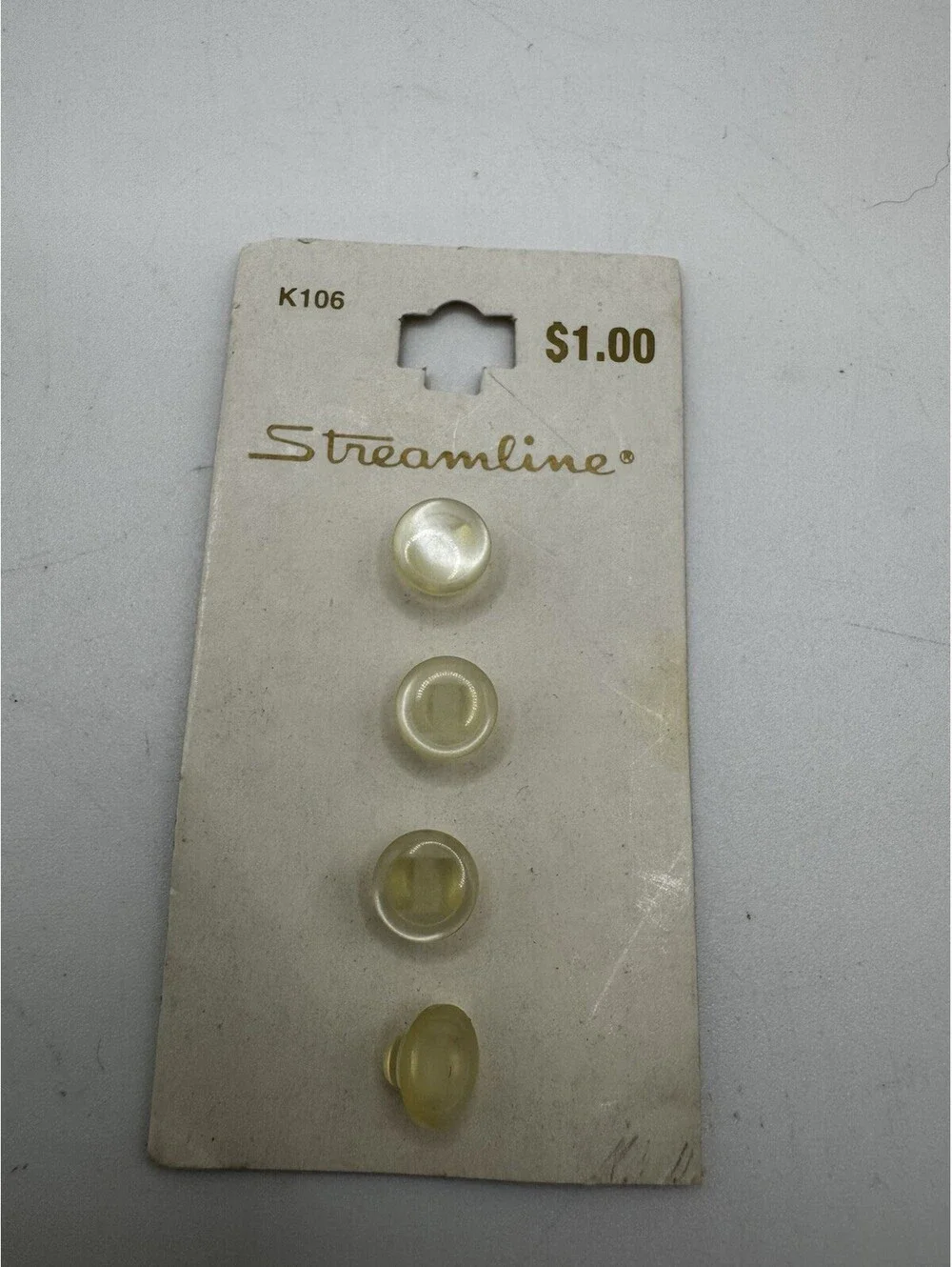 Vintage NOS Streamline 4 White Buttons 9mm K106